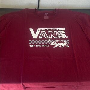 Vans Red Short Sleeve Tee with Checkerboard Logo
